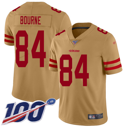 San Francisco 49ers Limited Gold Men Kendrick Bourne NFL Jersey #84 100th Season Vapor Untouchable Inverted->youth nfl jersey->Youth Jersey